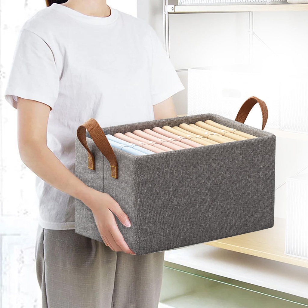 26L Storage Bag Steel Frame Support Closet Storage Bin Household Wardrobe Storage Box Drawer Large Capacity Folding Clothes Jeans Handle Portable Organizer ( Pack Of 2)