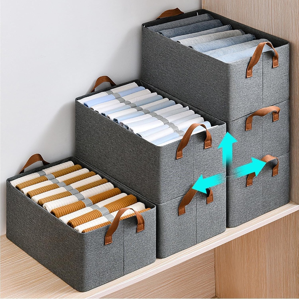 26L Storage Bag Steel Frame Support Closet Storage Bin Household Wardrobe Storage Box Drawer Large Capacity Folding Clothes Jeans Handle Portable Organizer ( Pack Of 2)